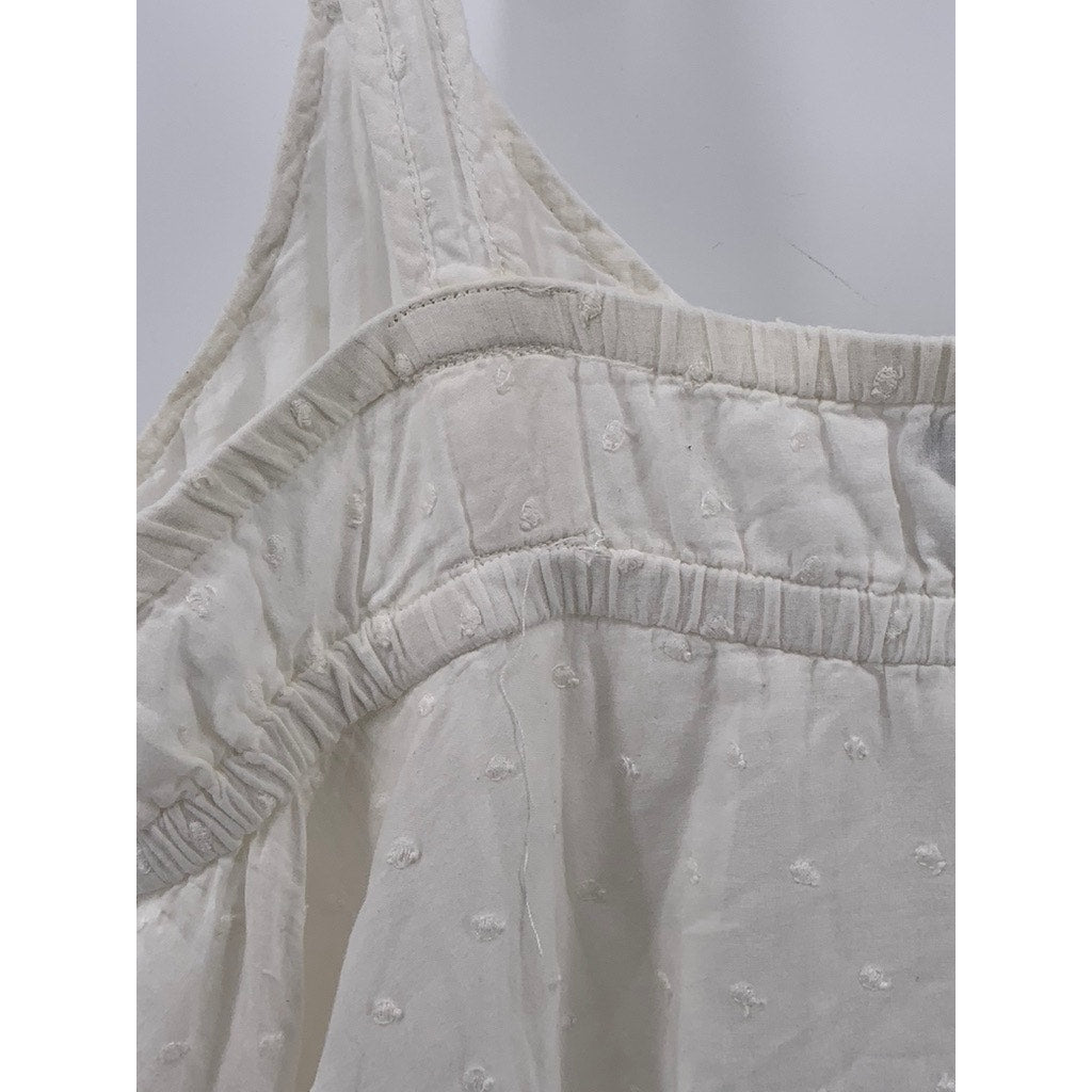 CALVIN KLEIN JEANS Women’s White Knit V-Neck Sleeveless Midi A-Line Dress SZ L