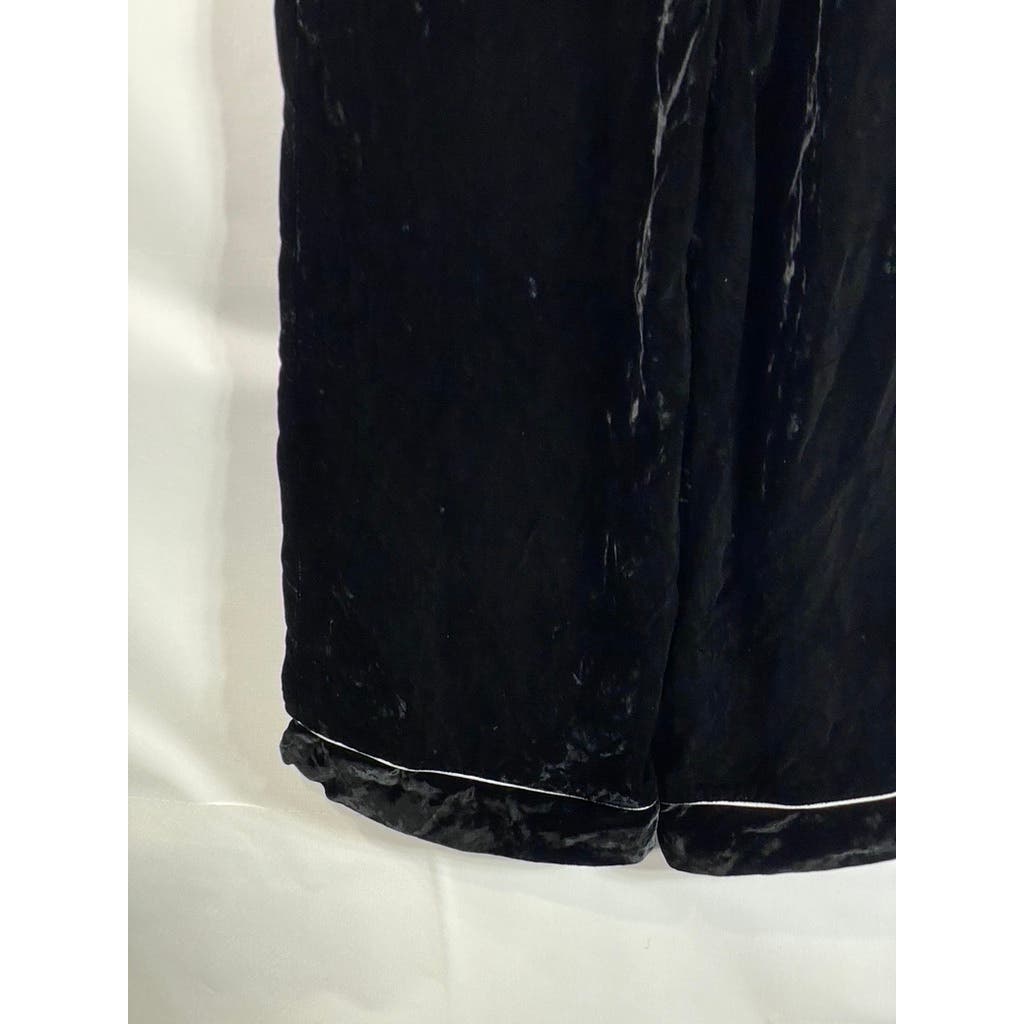 BARNEYS NEW YORK Women's Black Velvet Wide-Leg Pants SZ 42(US 6)