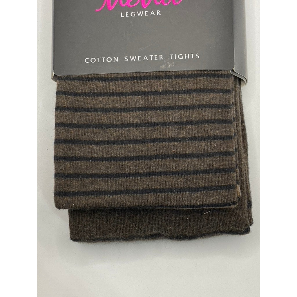MEMOI Women's Brown-Taupe Striped Cotton Sweater Pull-On Tights SZ S/M