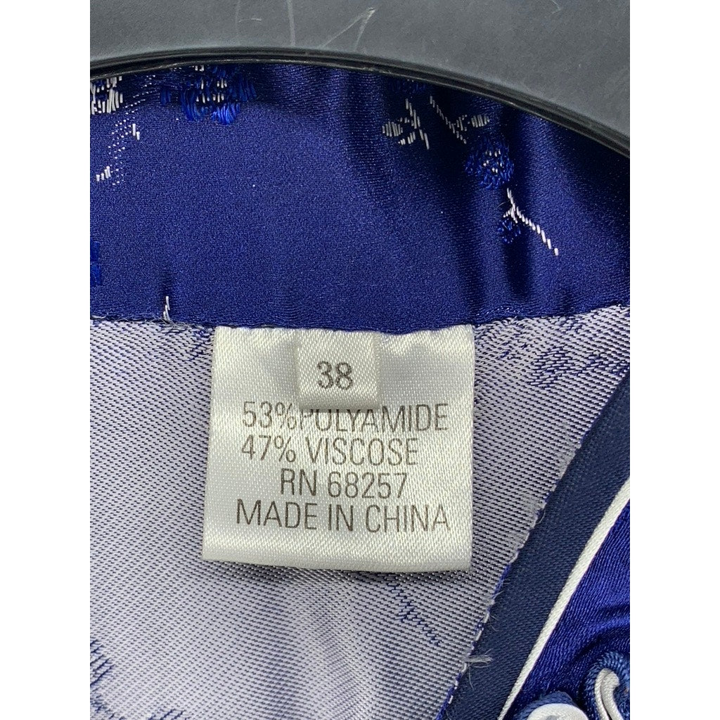 UNBRANDED Women's Dark Blue Satin Floral Print Cheongsam Dress SZ 38(US10)