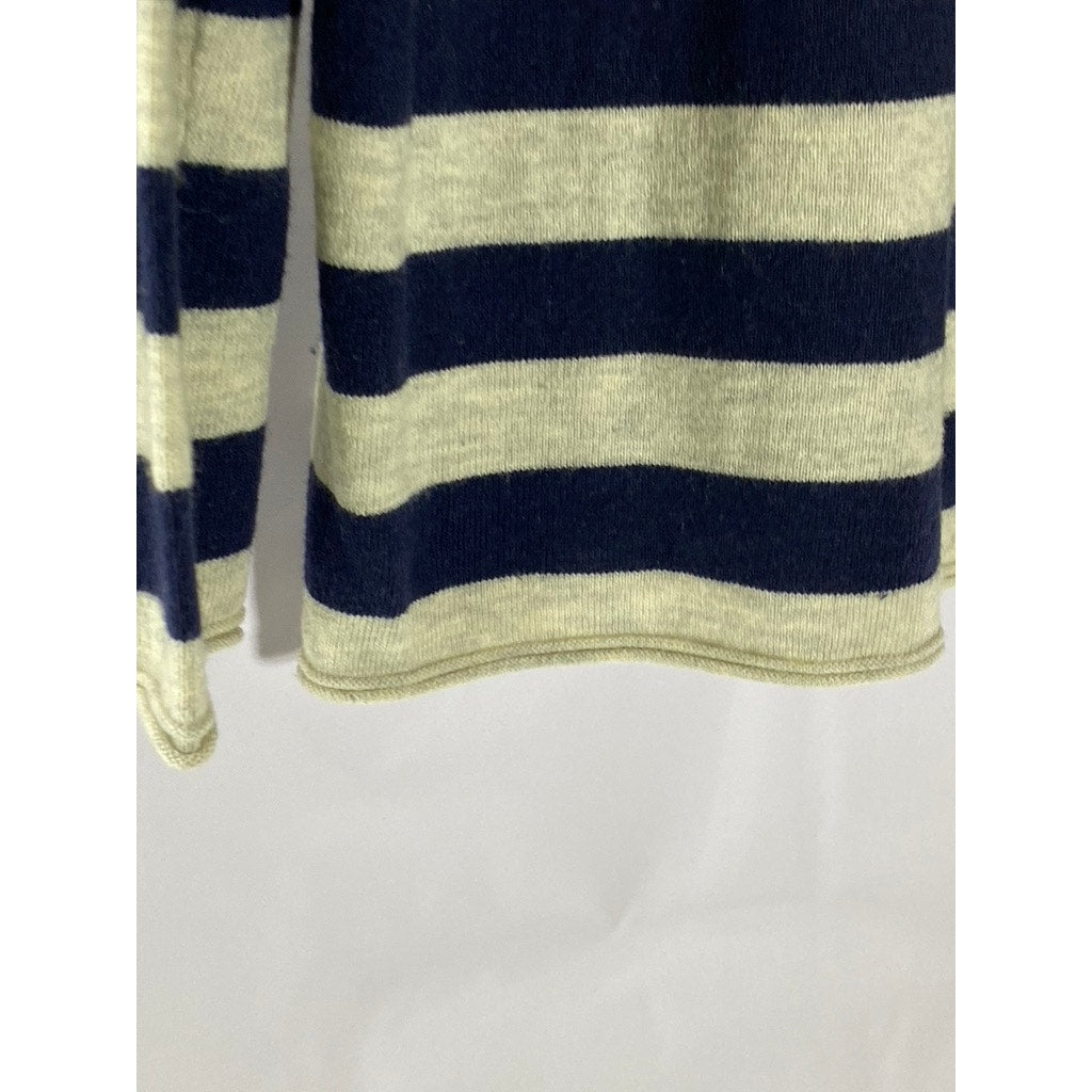 GAP Women's Navy Uniform Bella Striped Boatneck Log Sleeve Pullover Sweater SZ M