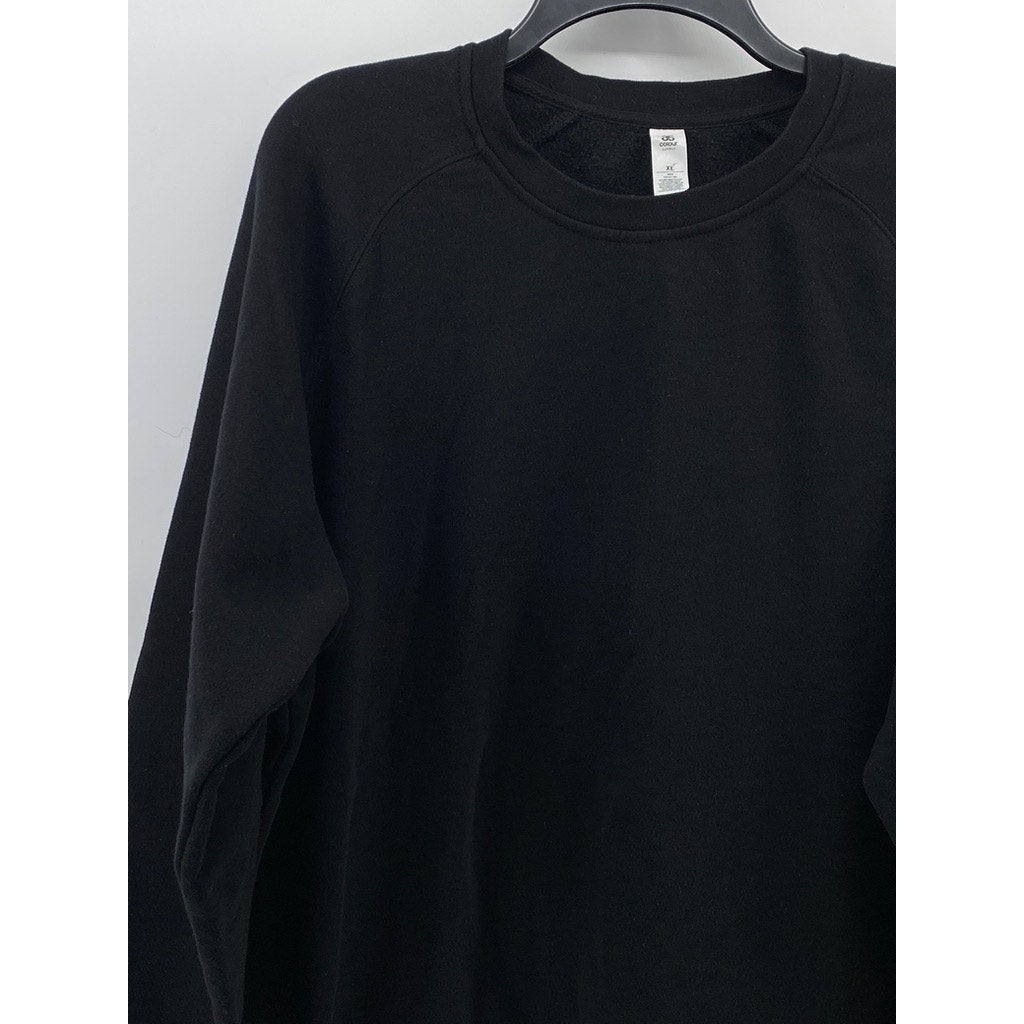 AS COLOUR SUPPLY Men's Black Solid Crewneck Long Sleeve Casual Sweatshirt SZ XL