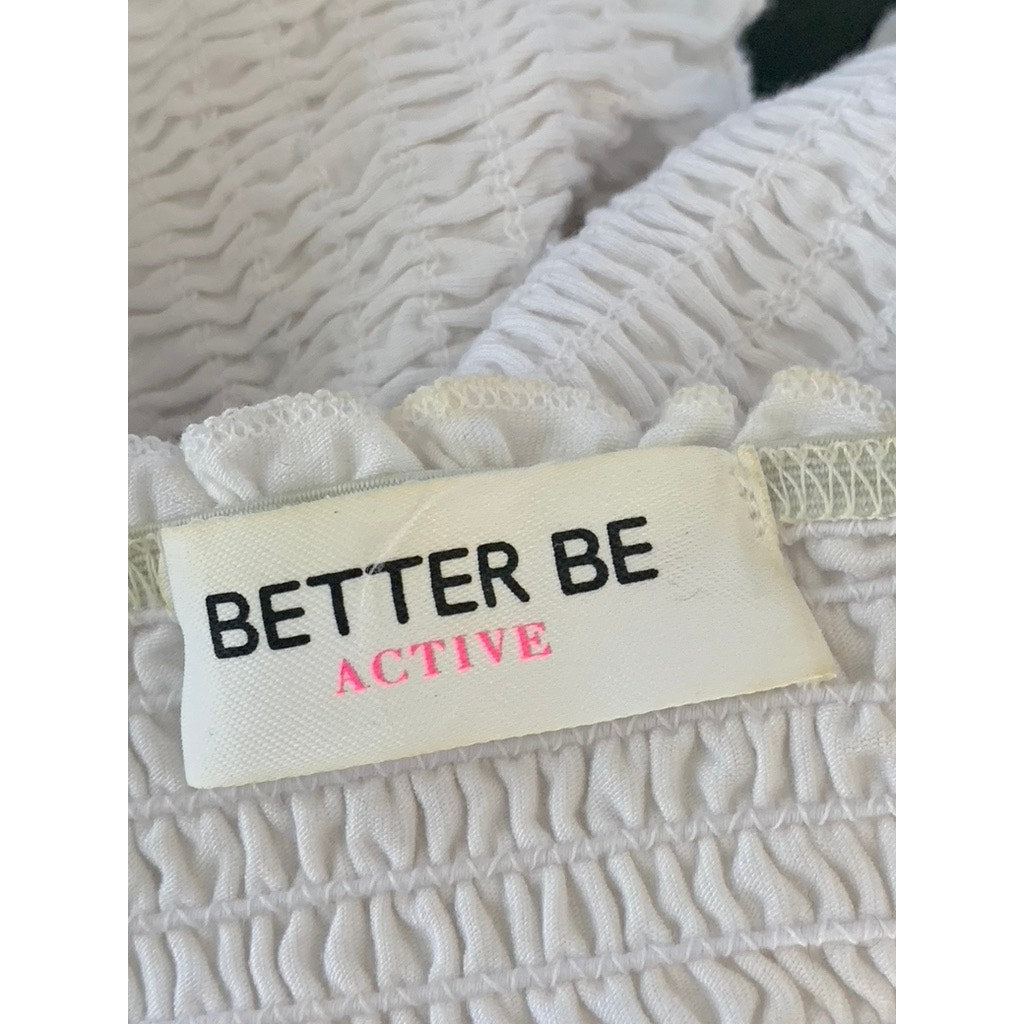 BETTER BE ACTIVE Women's White Strapless Smocked Cropped Tube Top SZ S