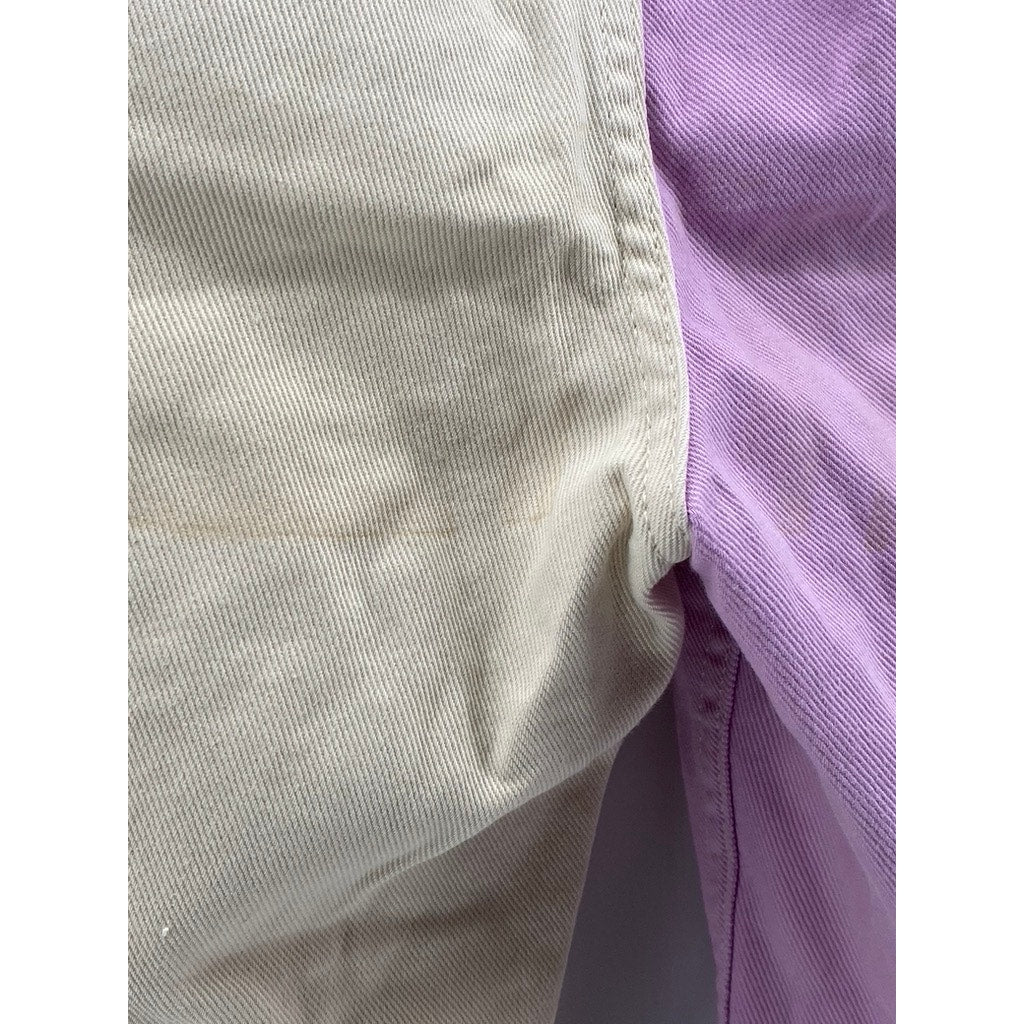RAGGED JEANS Women's Lilac-Beige Two-Tone Straight-Leg Frayed Jean SZ 30