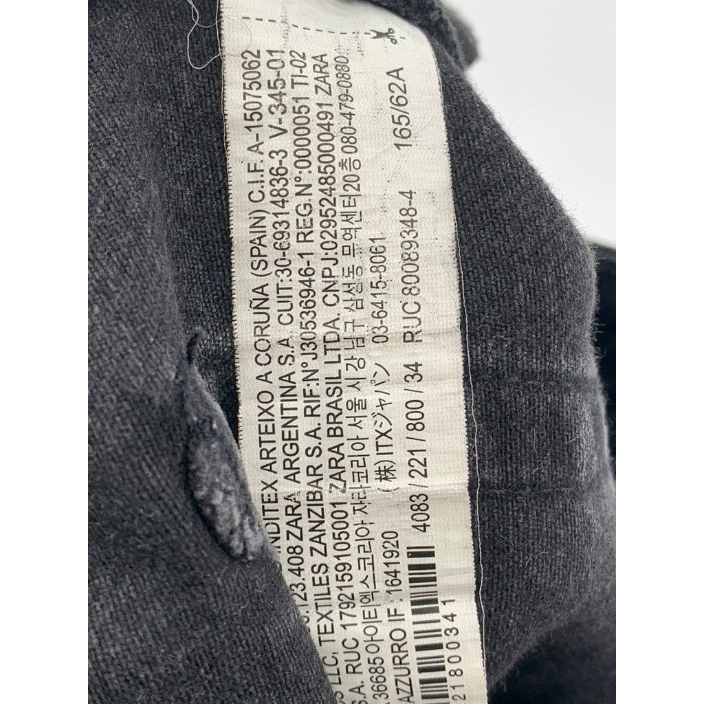 ZARA Women's Black Denim High-Rise Slim-Leg Five-Pocket Ankle Mom Jeans SZ 2