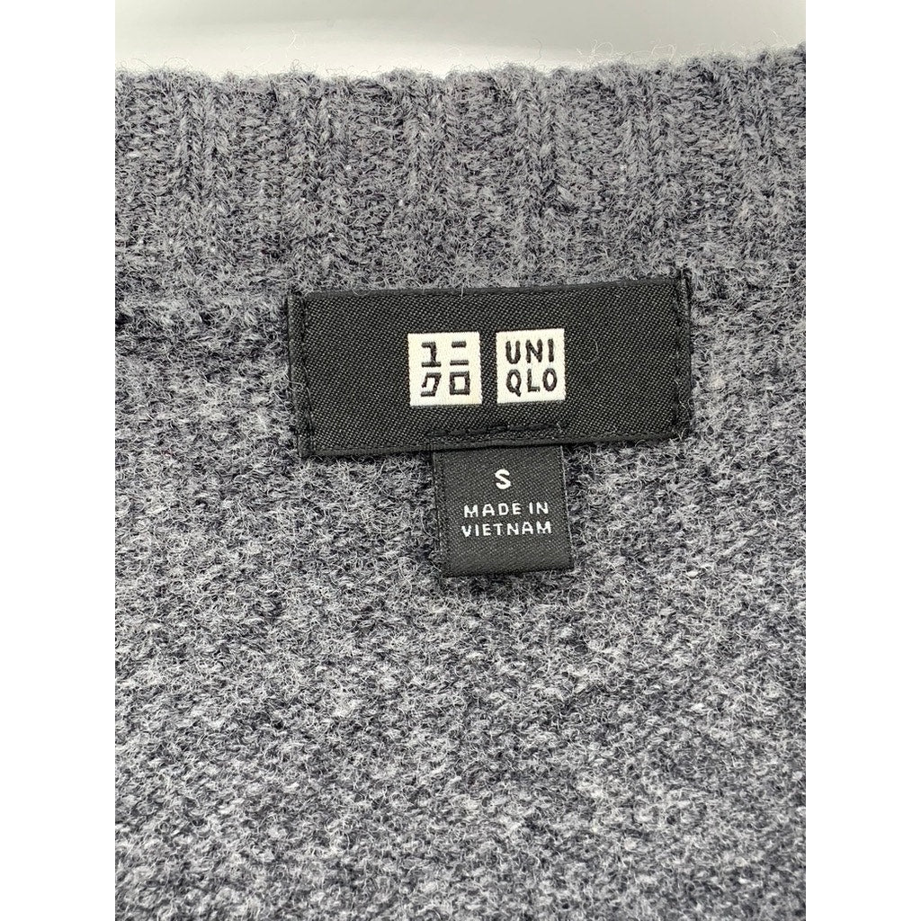 UNIQLO Men's Charcoal Gray Wool Crewneck Knit Long Sleeve Sweater SZ S