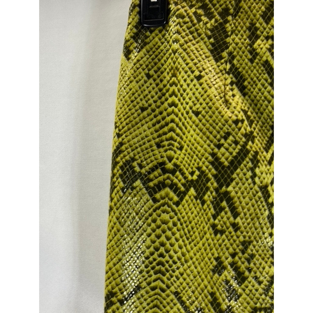 OLGA MARTINEZ BARCELONA Women's Yellow Snake Print Straight Skirt SZ M
