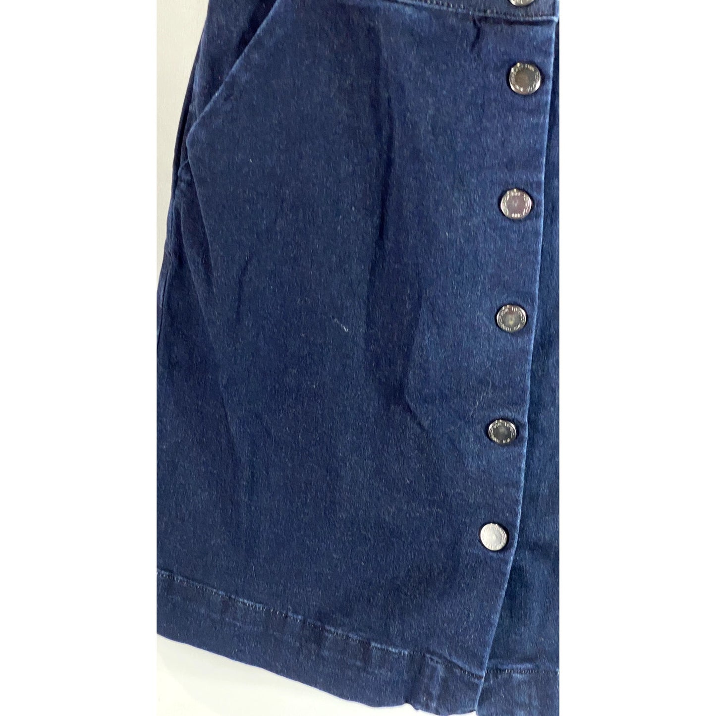 TOPSHOP MOTO Women's Blue Denim Button-Up Square-Neck Crossback Mini Dress SZ 10