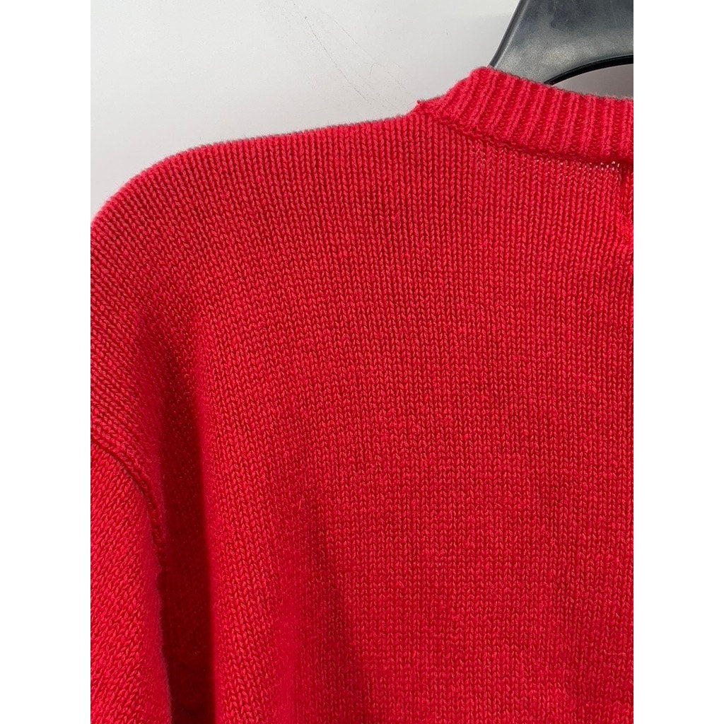 HEIRLOOM Women's Vintage Red Knit Hearts/Stars/American Flag Cardigan SZ XL