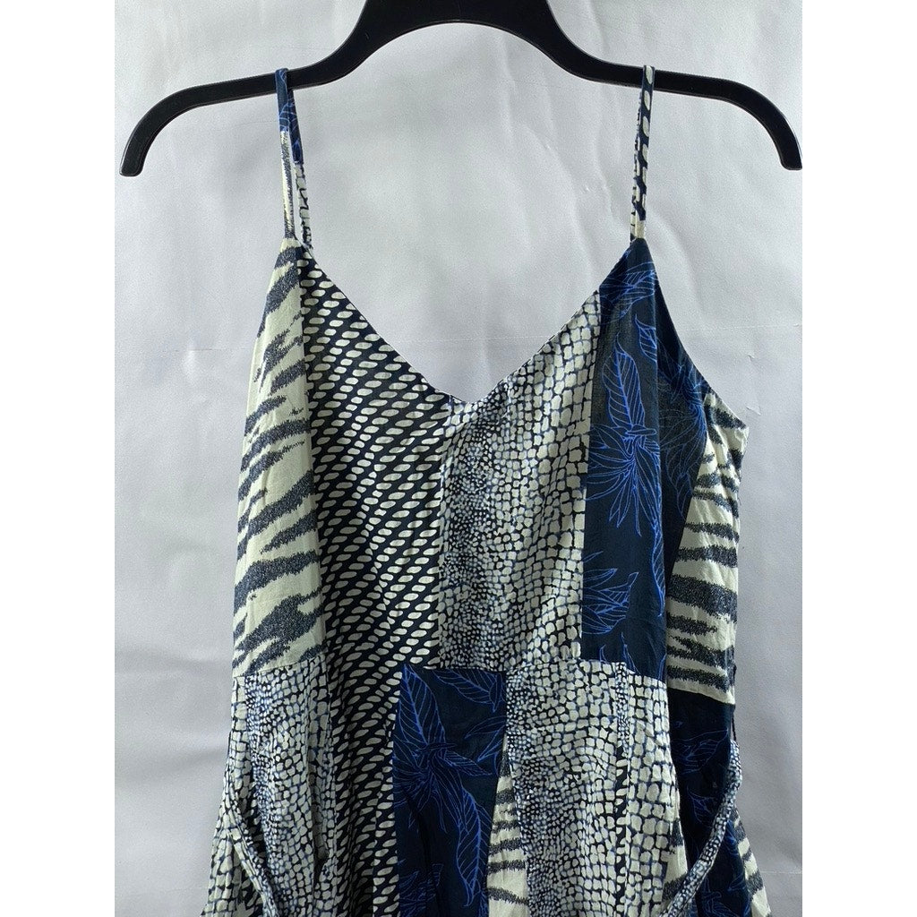 BANANA REPUBLIC Women's Petite Preppy Navy Printed Tie-Waist Mini Dress SZ S