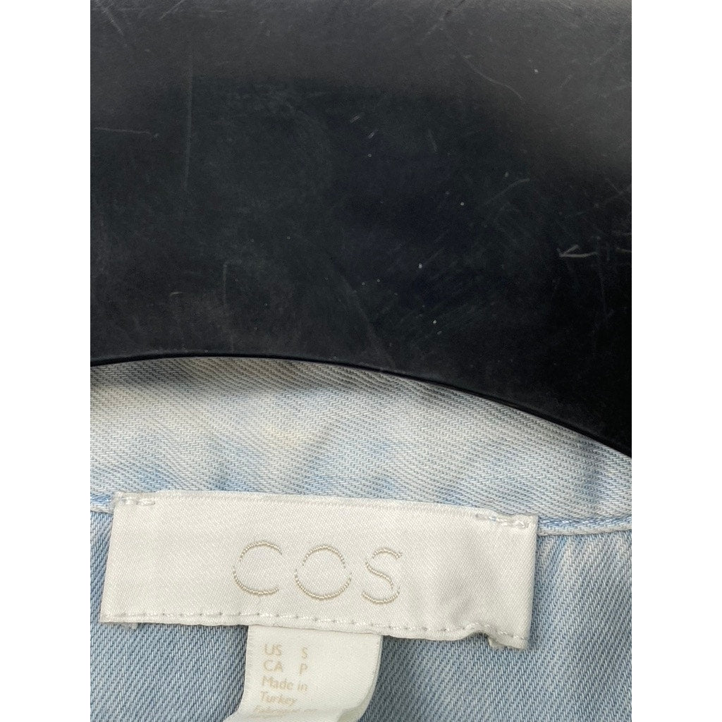 COS Men's Light Blue Button-Up Long Sleeve Regular-Fit Cotton Shirt SZ S