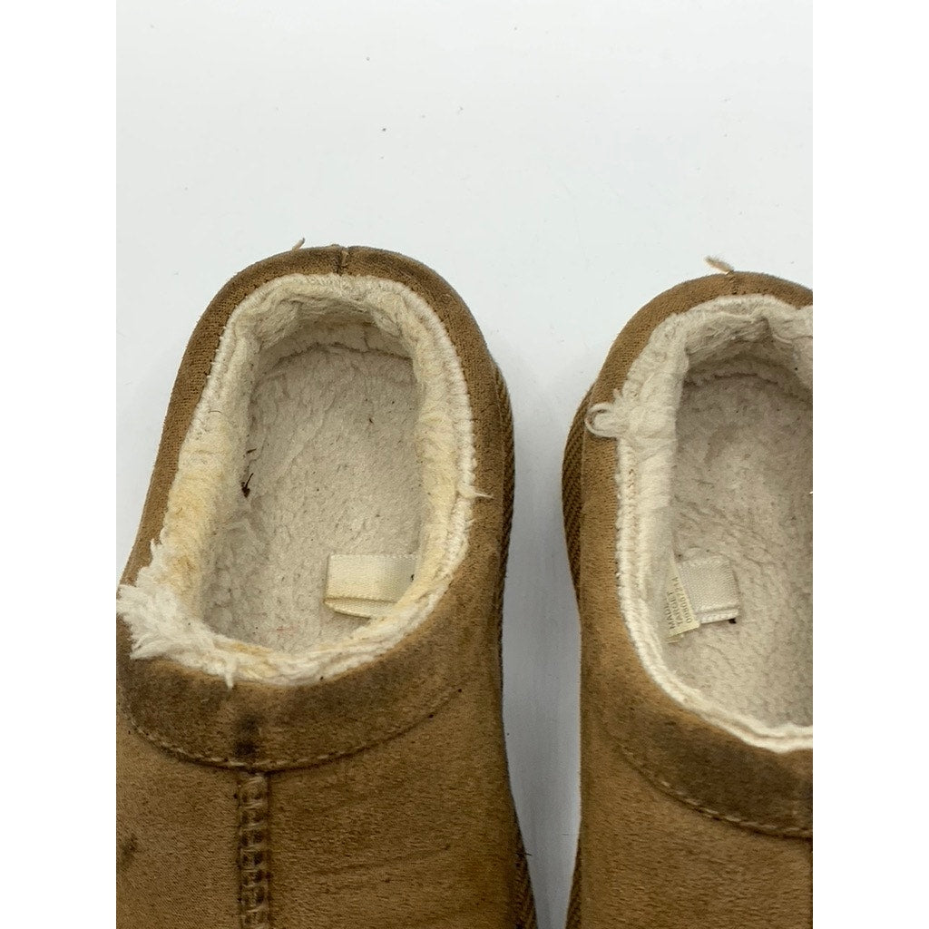 UNBRANDED Toddler Girls Tan Faux-Shearling Faux-Suede Clog Slippers SZ 7