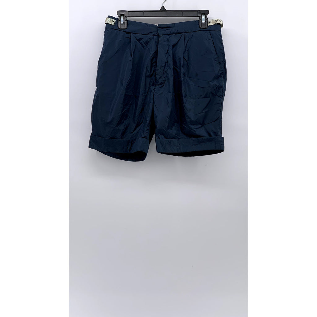PATRIK ERVELL Men's Navy Solid Cuffed-Hem Deep Pleat Casual Shorts SZ 30