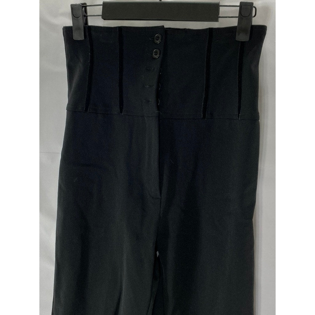 MR. CAT By Isabel De Pedro Women's Black Button-Front Skinny Stirrup Pant SZ 4