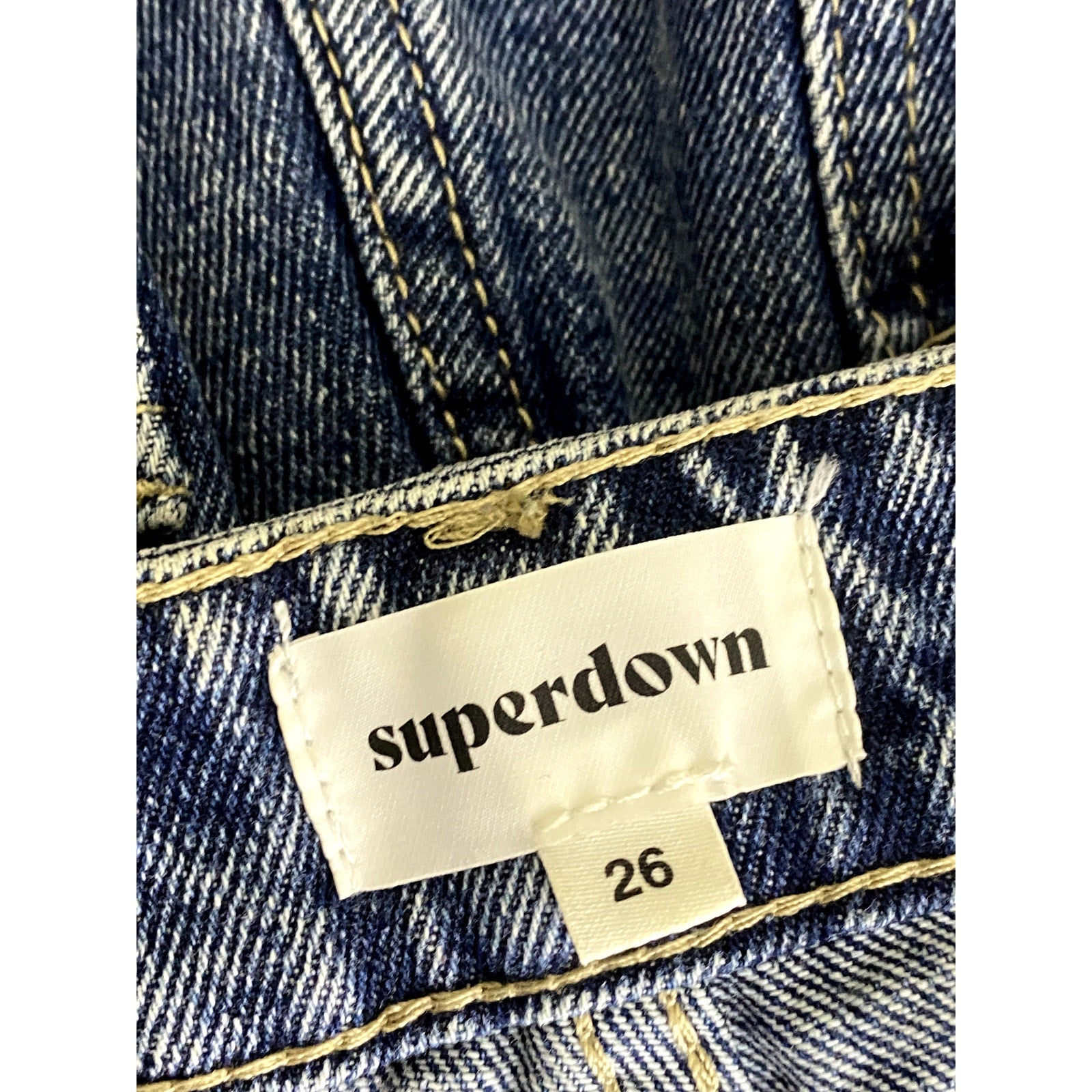 SUPERDOWN Women's Dark Blue Denim Raw Hem Straight-Leg Five-Pocket Jean SZ 26