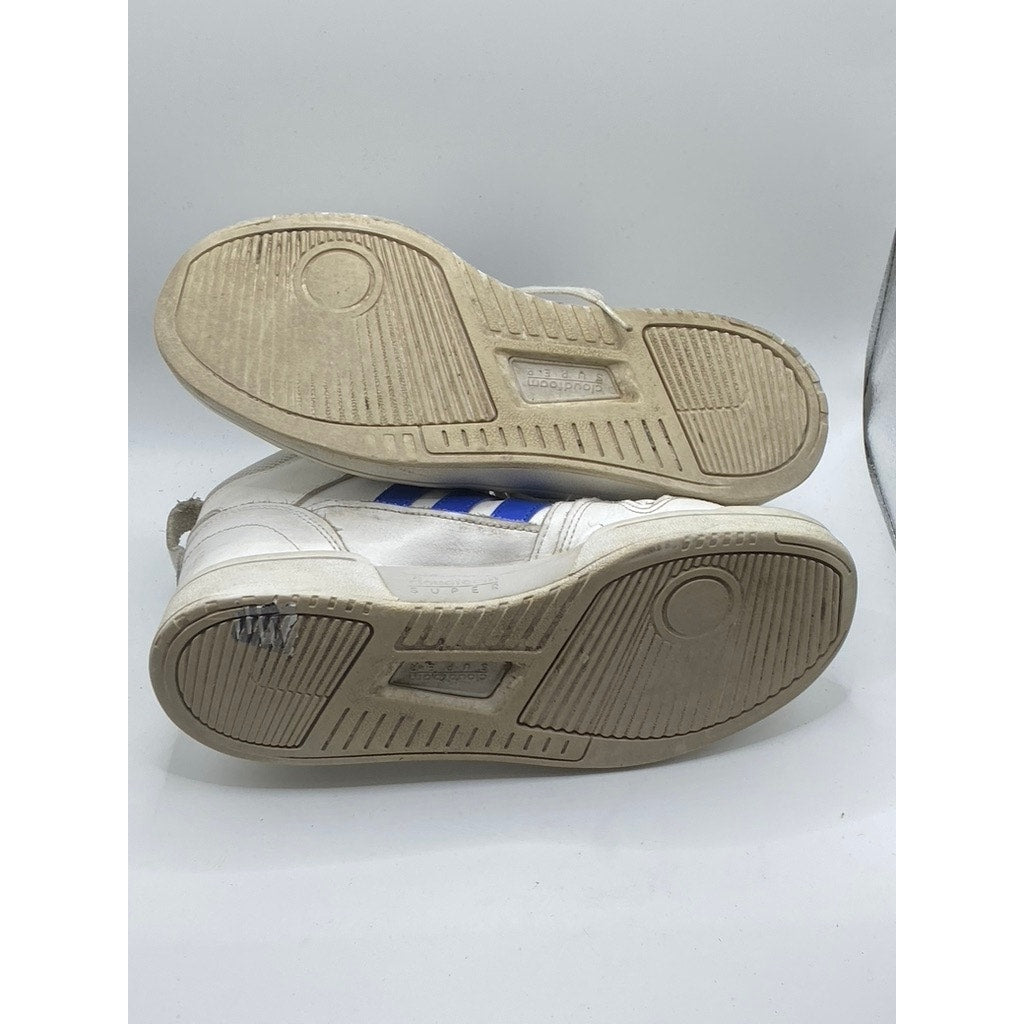 ADIDAS Men's White-Blue Postmove Mid Lace-Up Round-Toe Sneakers SZ 8