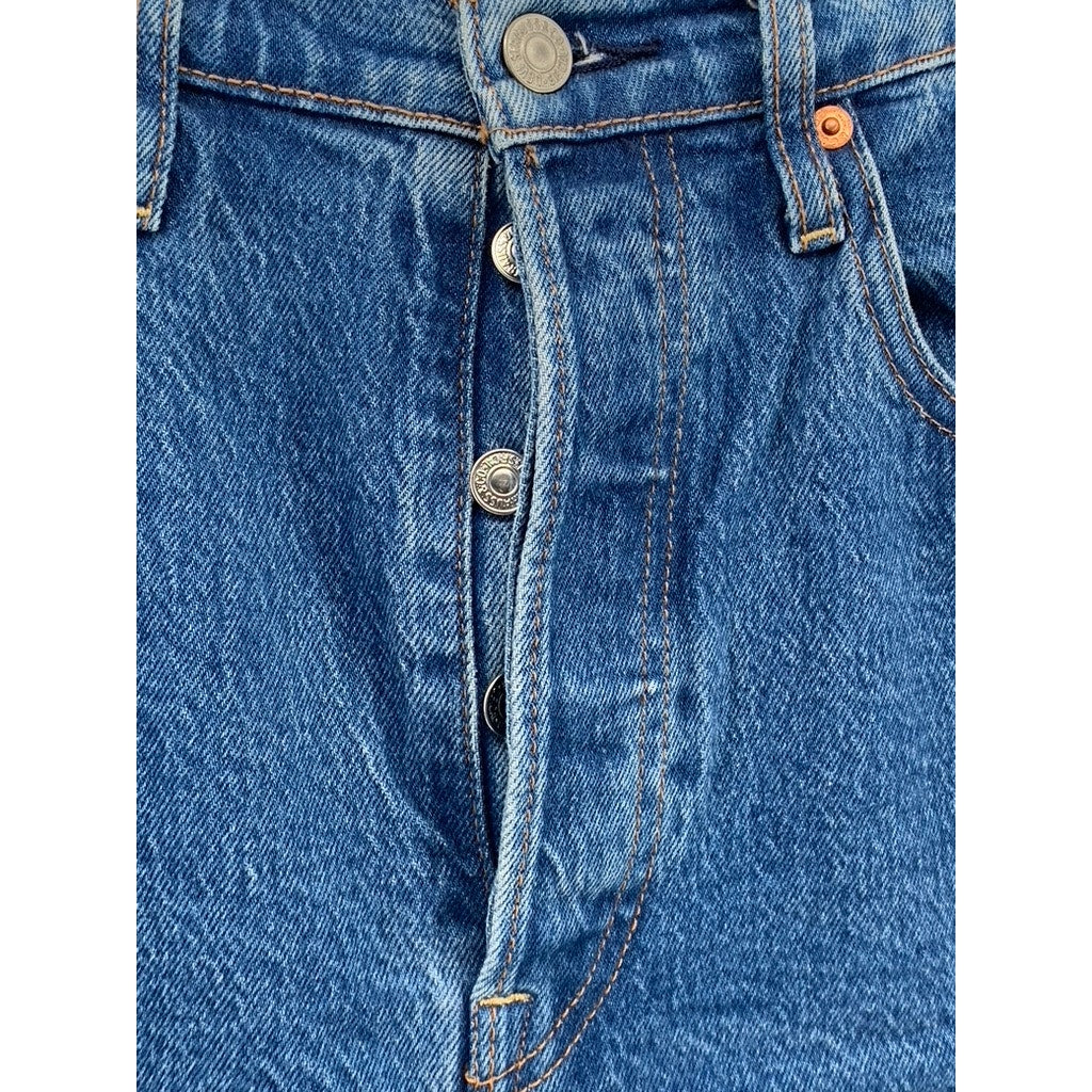 LEVI'S Women's Blue Denim Casual Button-Fly Ribcage Straight Ankle Jeans SZ 30