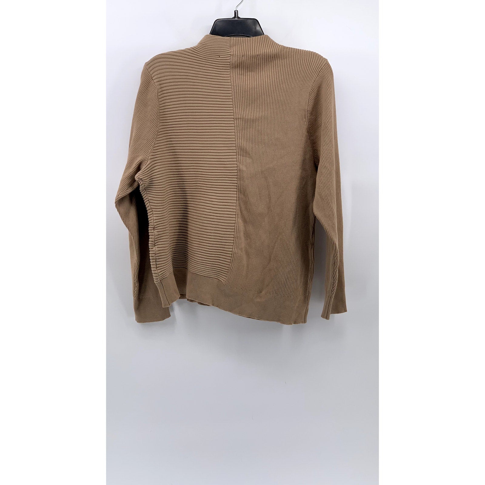 CABLE & GAUGE Women's Tan Ribbed Mock-Neck Long Sleeve Sweater SZ 1X