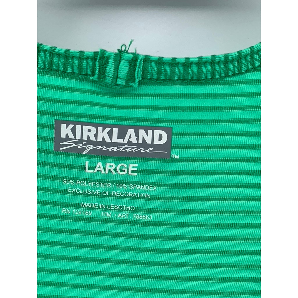 KIRKLAND SIGNATURE Women's Green Striped Scoop-Neck Tank SZ L