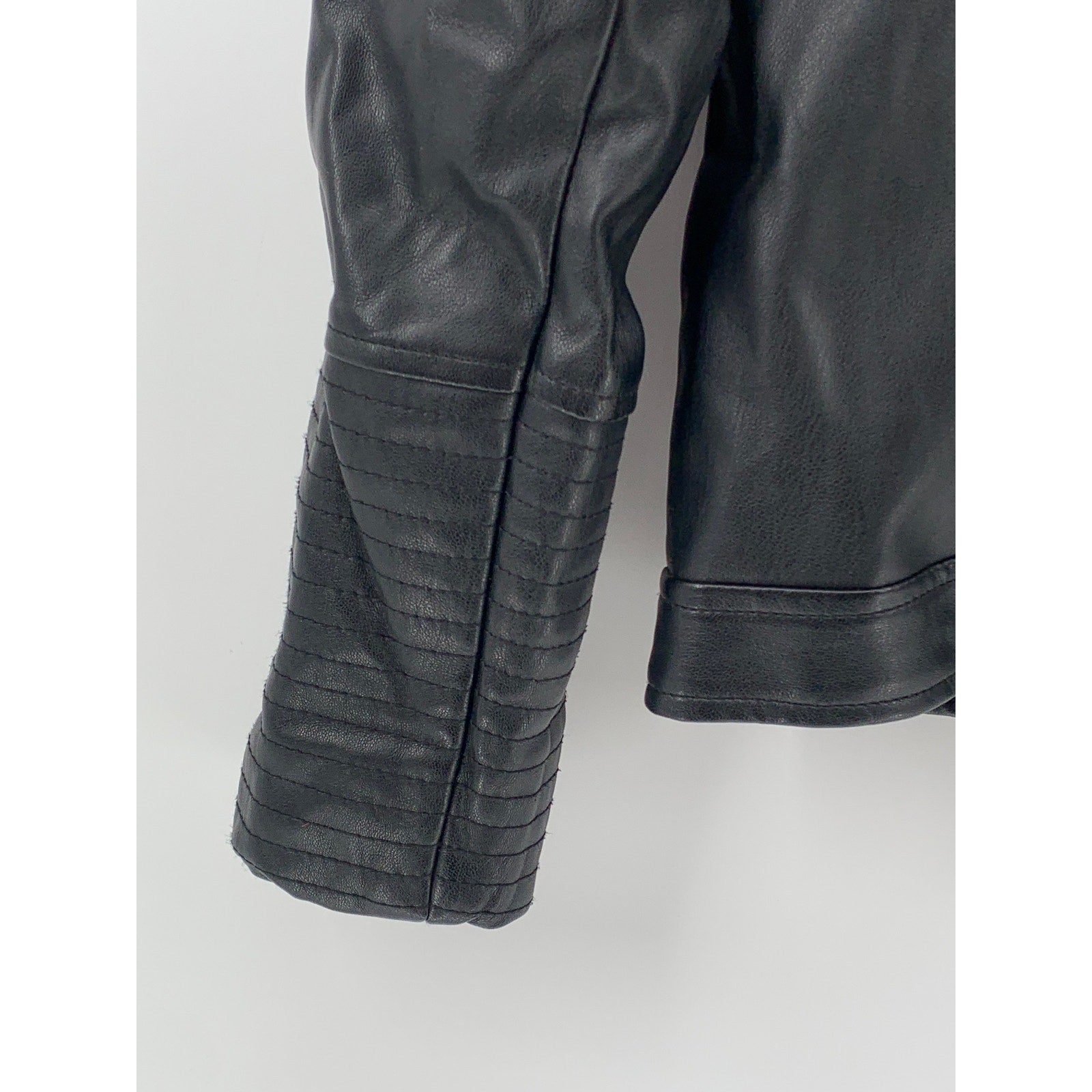 ART CLASS Girls’ Black Faux Leather Zip-Up Long Sleeve Moto Jacket SZ XL(14-16)