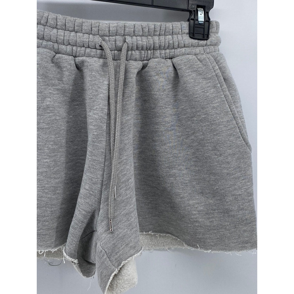 FOREVER 21 Women's Light Gray Raw-Hem Drawstring Waist Lounge Shorts SZ XS