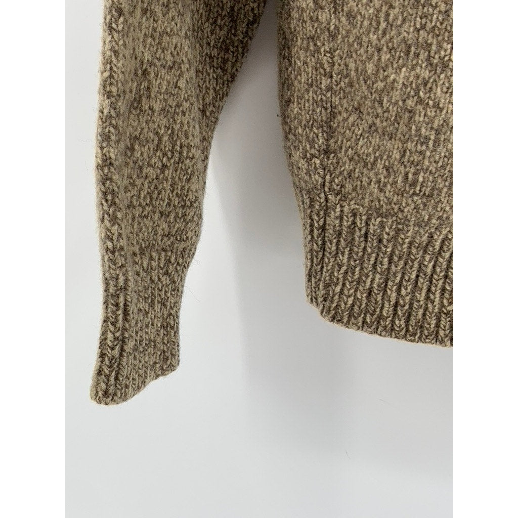 J.CREW Men's Tan Knit Lambs Wool Crewneck Long Sleeve Pullover Sweater SZ L