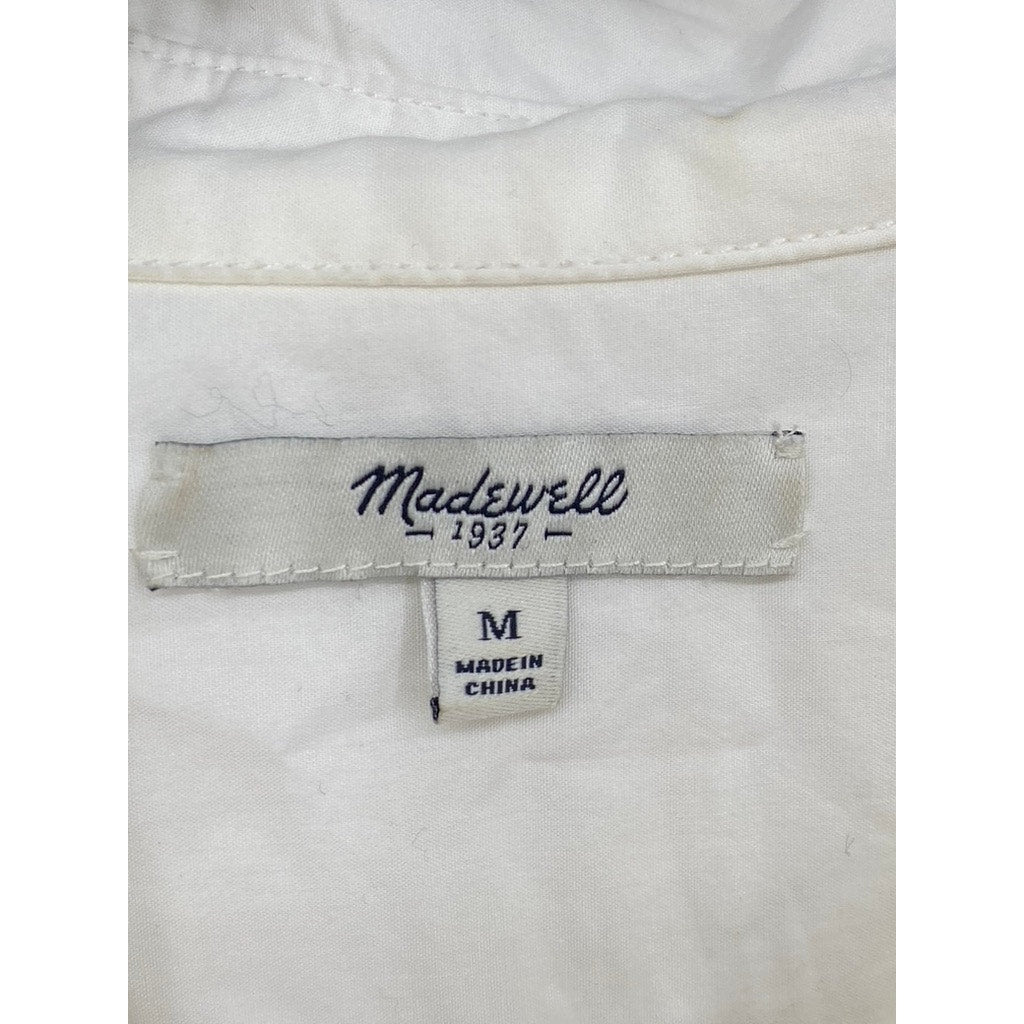 MADEWELL Women's White Button-Up Long Sleeve Relaxed Fit Top SZ M