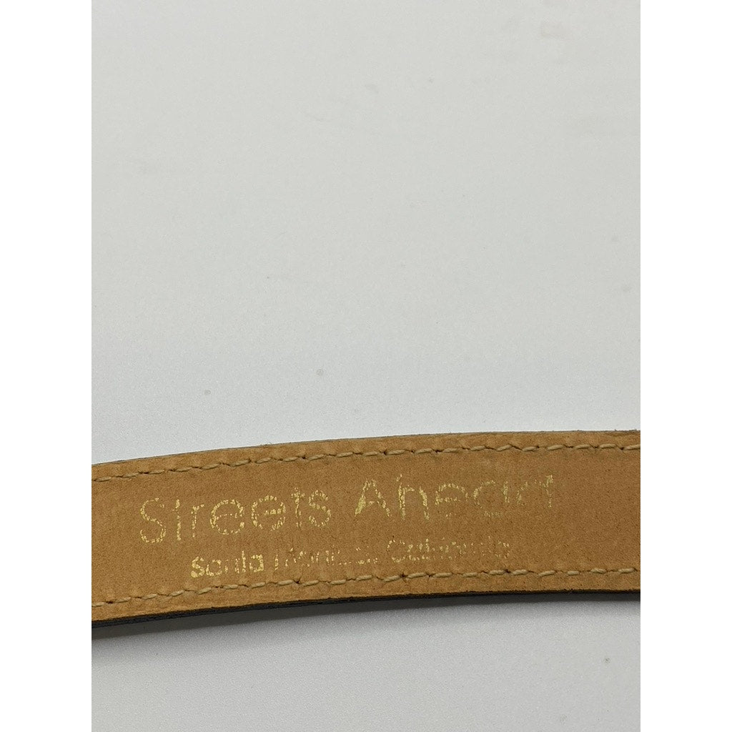 STREETS AHEAD Women's Cream Leather Single Prong Horsebit Belt OS