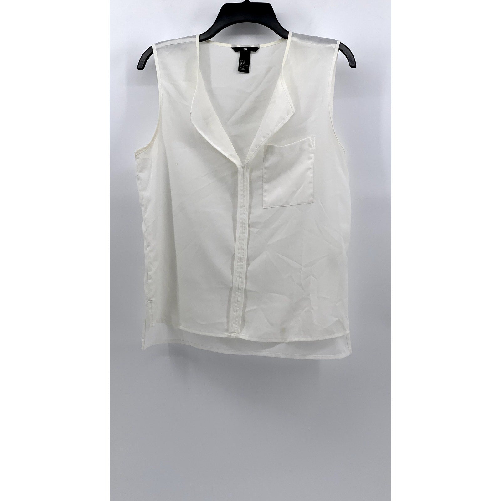 H&M Women's White V-Neck Sleeveless Top SZ 10