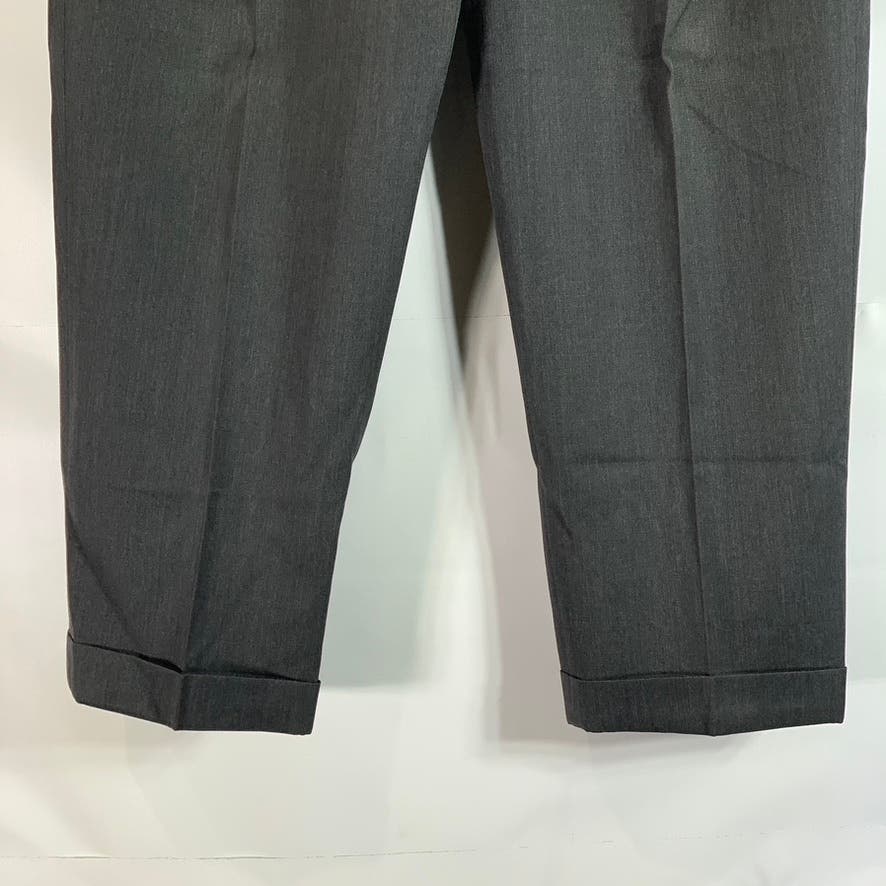 EDDIE BAUER Men's Charcoal Wool Relaxed-Fit Pleated-Front Dress Pants SZ 33X30