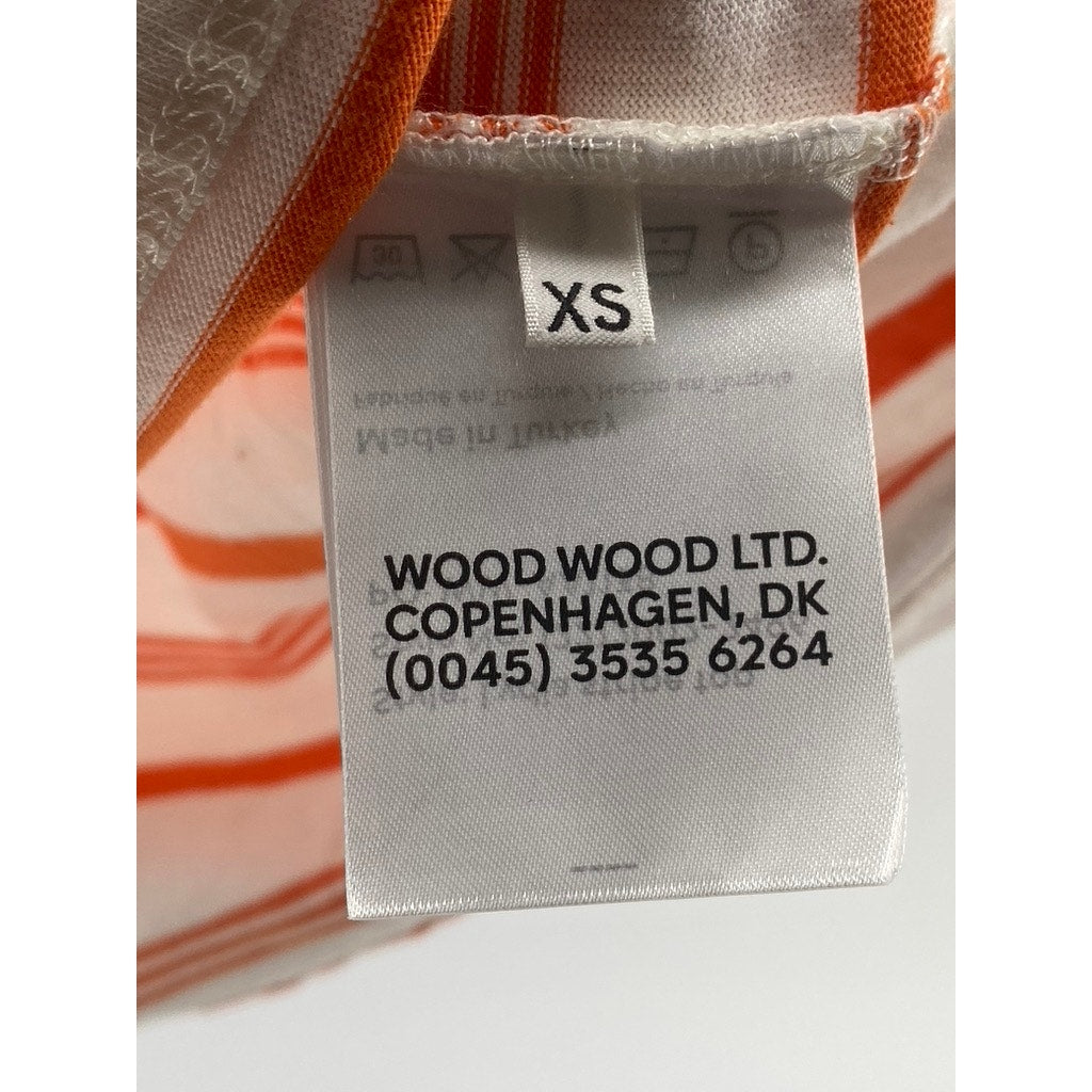WOOD WOOD Women's White-Orange Crewneck Lydia Striped Sleeveless Top SZ XS