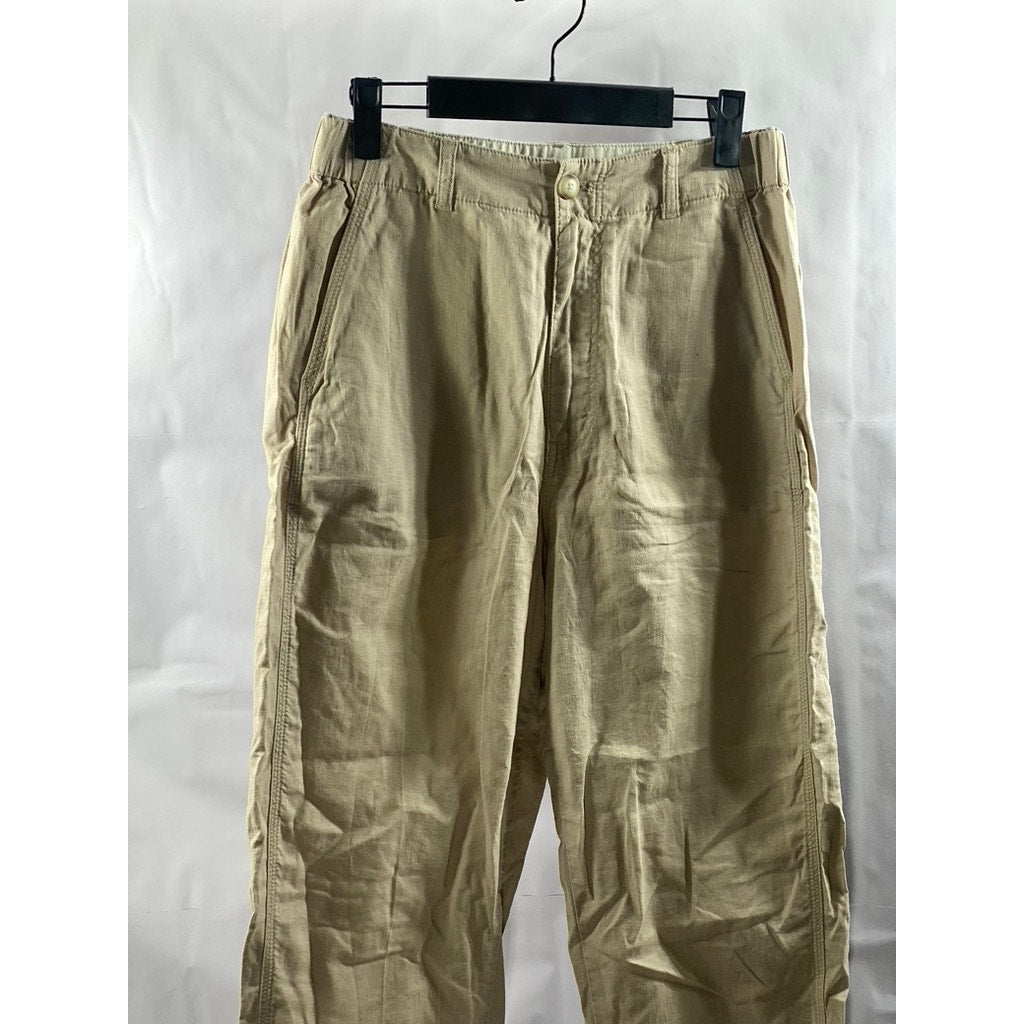 UNIQLO Women’s Tan Cotton-Linen Straight-Leg Pant SZ S