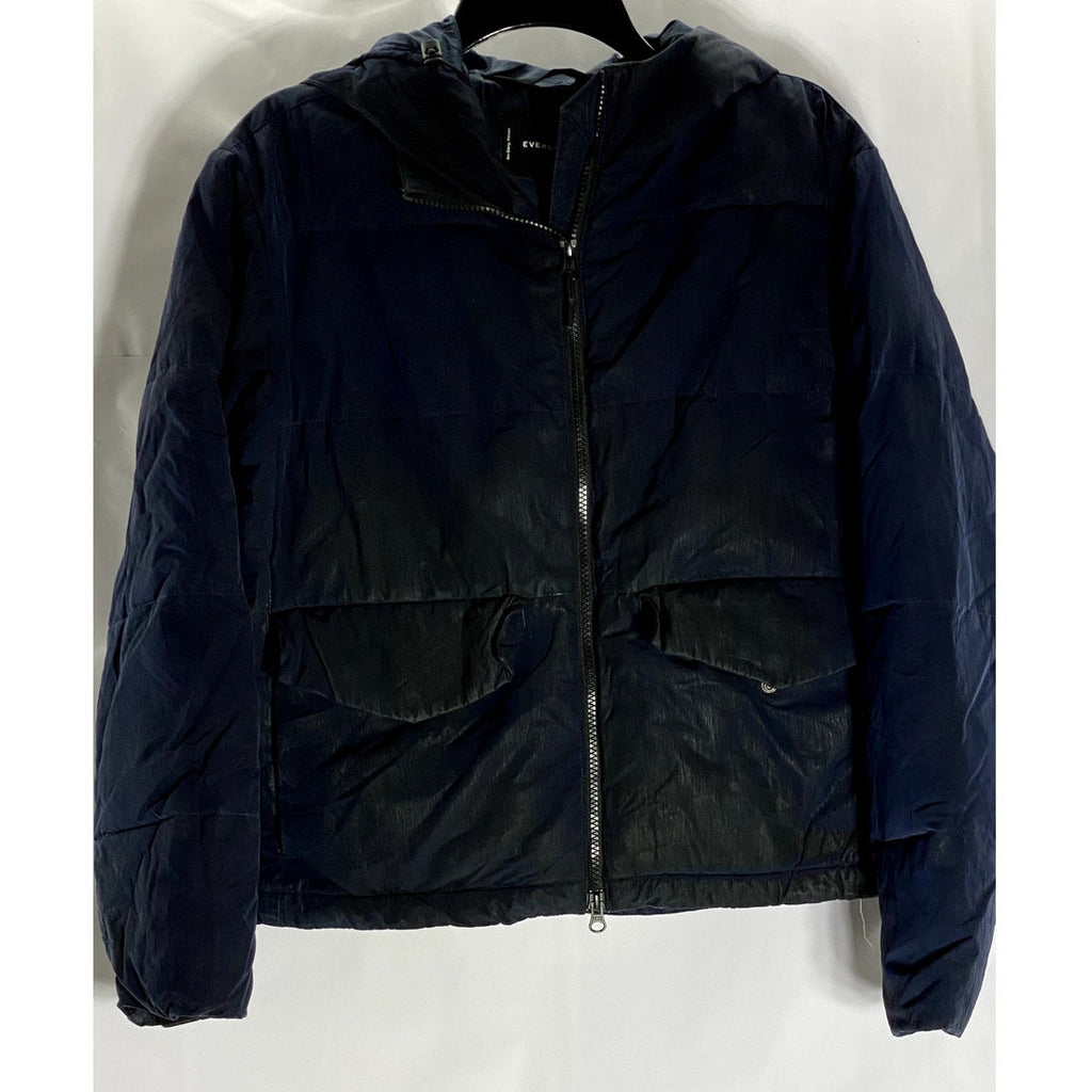EVERLANE Women's Navy Drawstring Waist Cropped Puffer Jacket SZ S