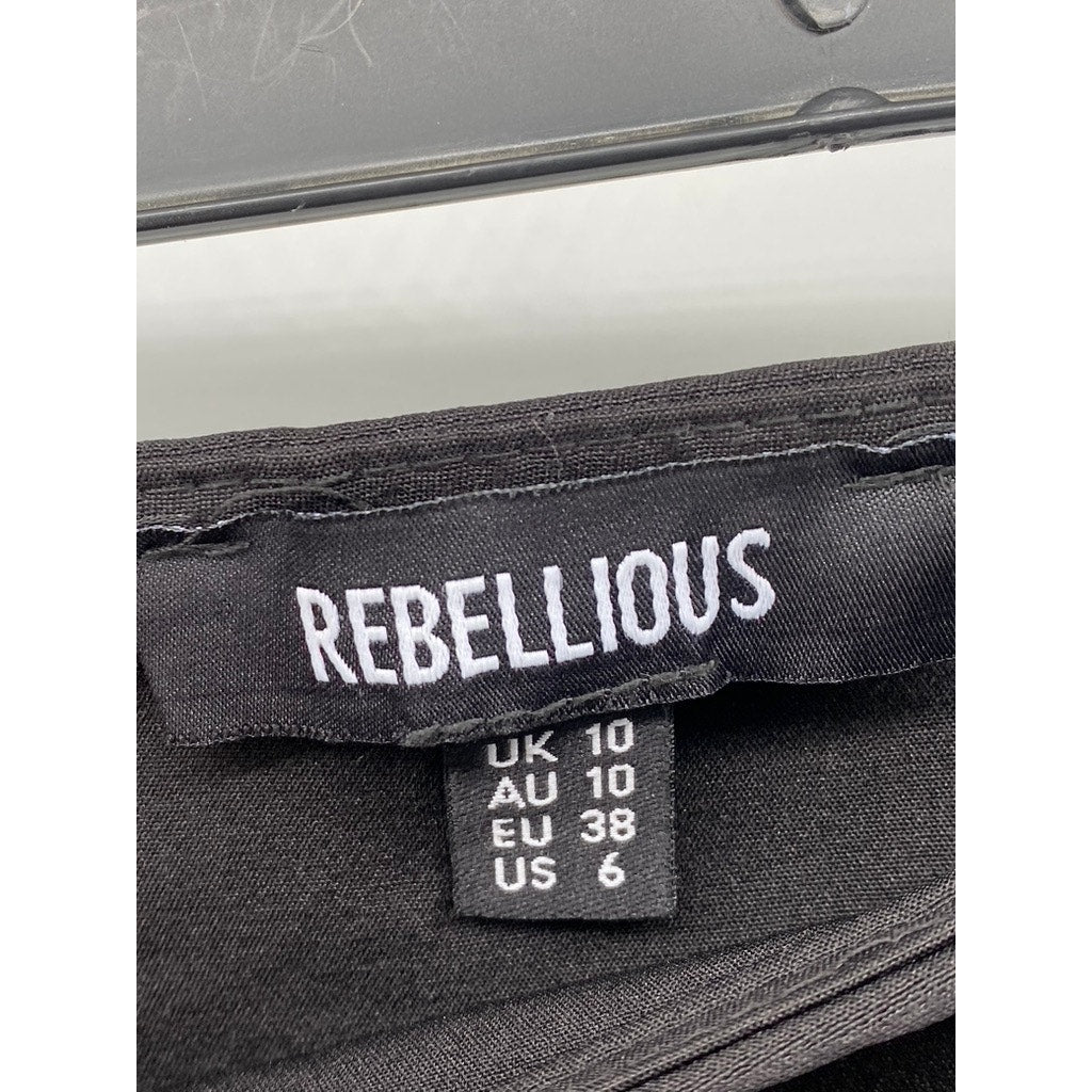 REBELLIOUS FASHION Women's Black Lace-Up Corset Mini Skirt SZ 6