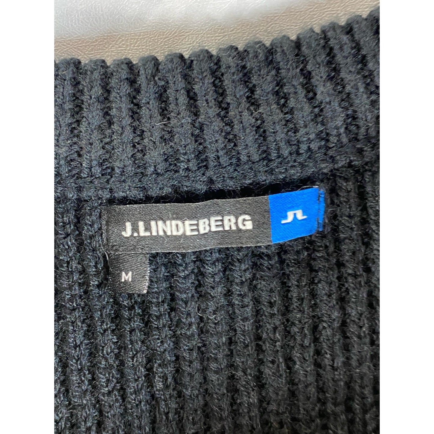 J. LINDEBERG Men's Yellow/Black Striped Knit Hendrick Wool-Coolmax Sweater SZ M