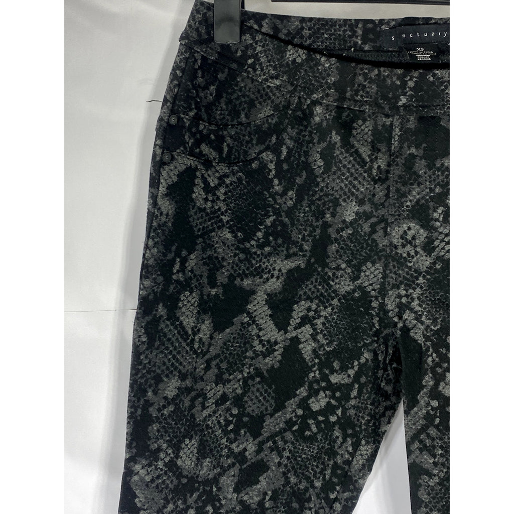 SANCTUARY Women's Black Snake-Printed Pull-On Skinny Grease Leggings SZ XS