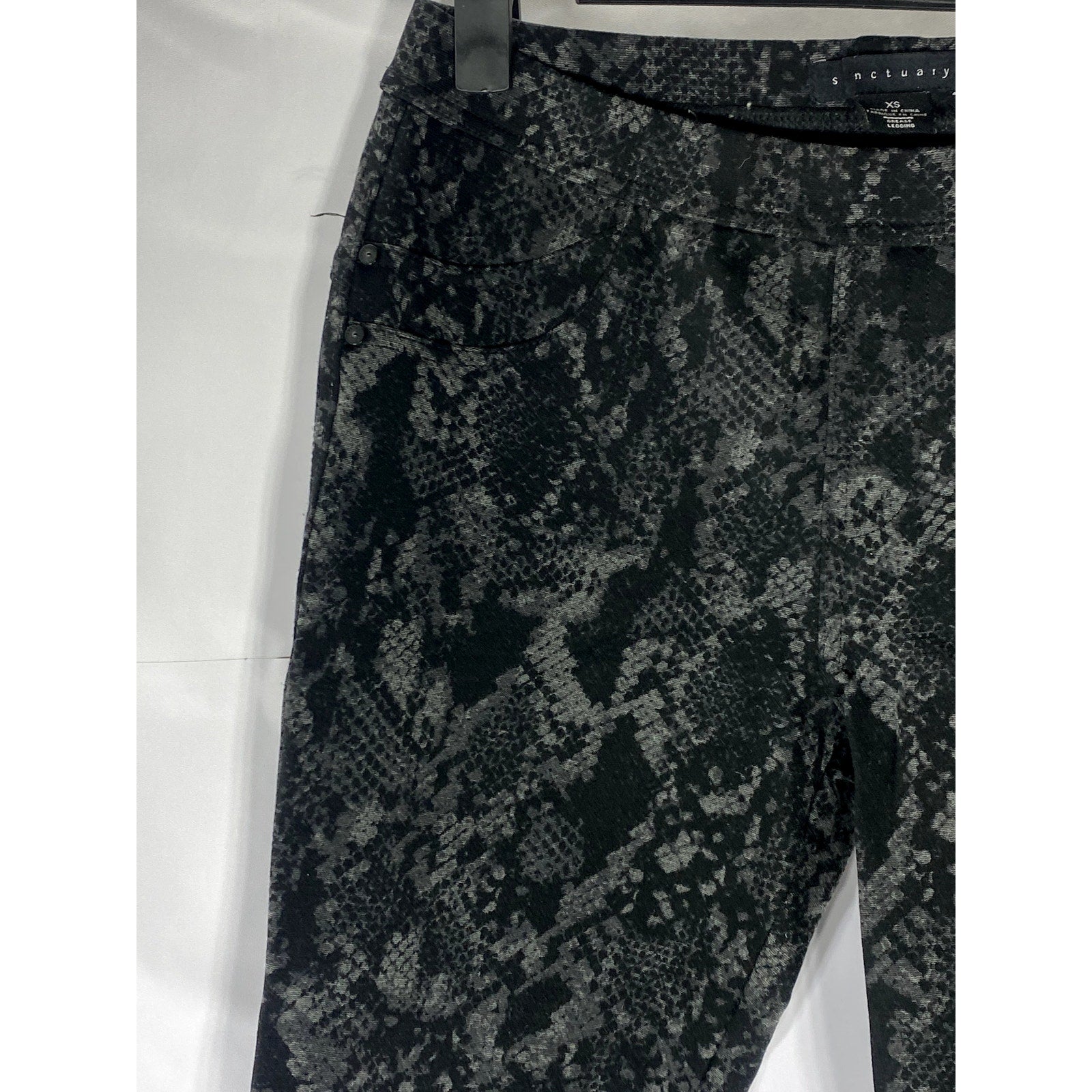 SANCTUARY Women's Black Snake-Printed Pull-On Skinny Grease Leggings SZ XS