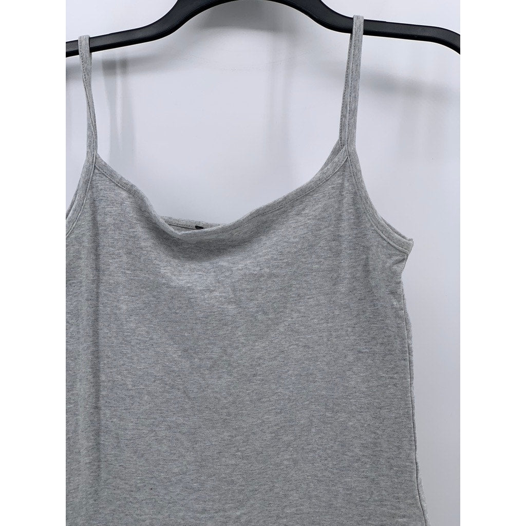FOREVER 21 Women's Gray Straight-Neck Spaghetti Strap Bodycon Mini Dress SZ L