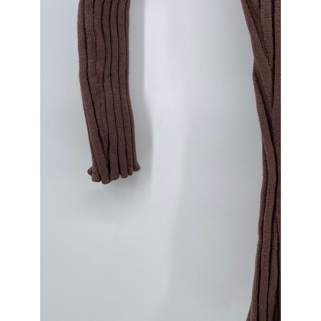 BISOU BISOU Women’s Brown Wide Rib Long Sleeve Half-Zip Sweater Top SZ XS