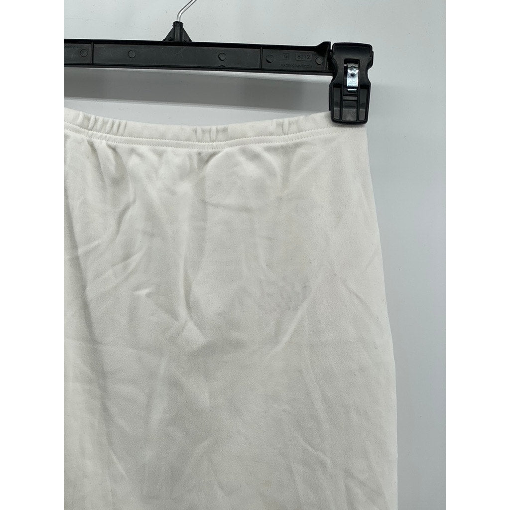 UNBRANDED Women's White Solid Pocketless Casual Straight Mini Skirt SZ M