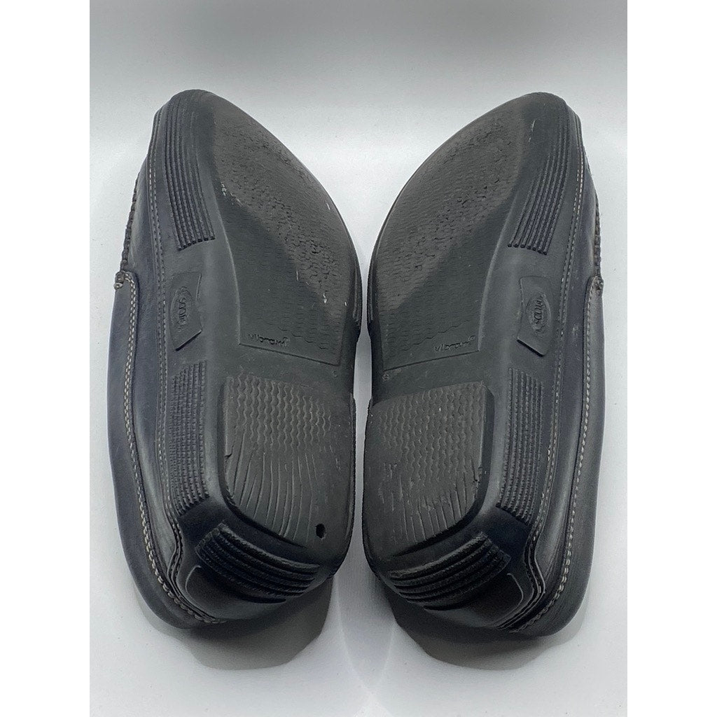 TOD'S Men's Black Vibram Leather Slip-On Loafers SZ 9.5