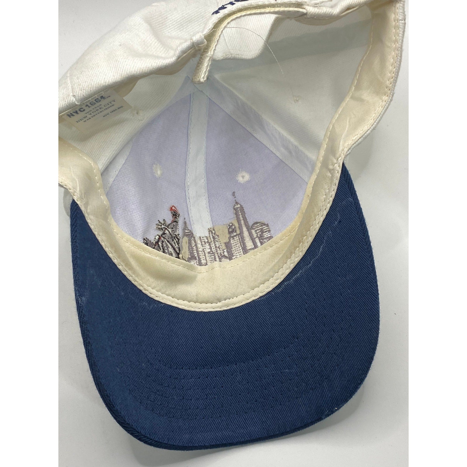 NEW YORK 1664 Unisex Adult White-Navy Embroidered NY City Baseball Cap SZ OS