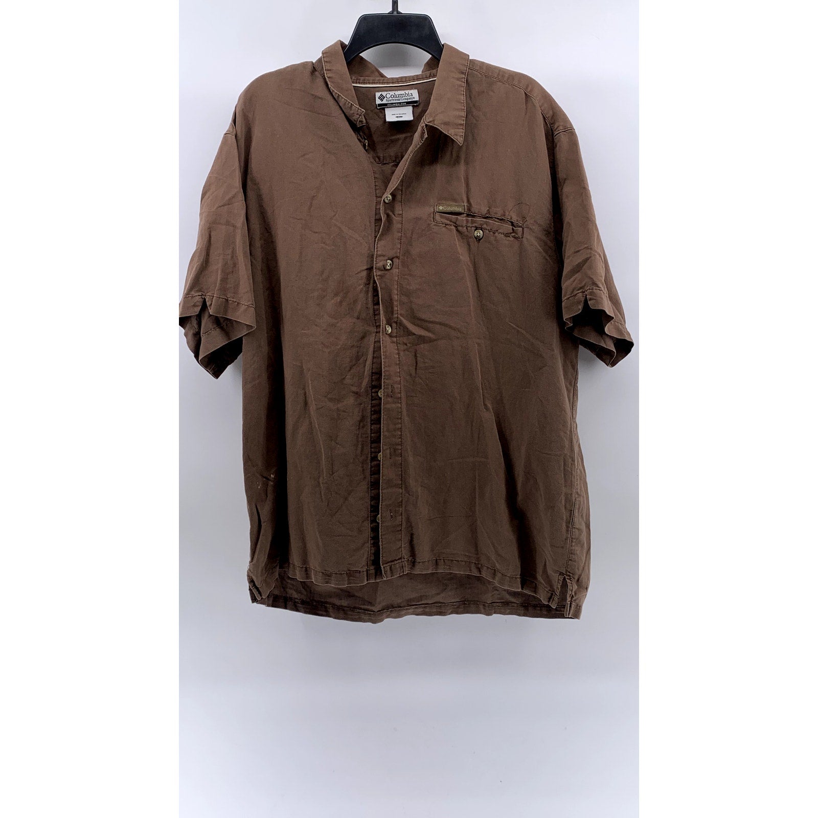 COLUMBIA Men's Brown Regular-Fit Button-Up Short Sleeve Shirt SZ XL