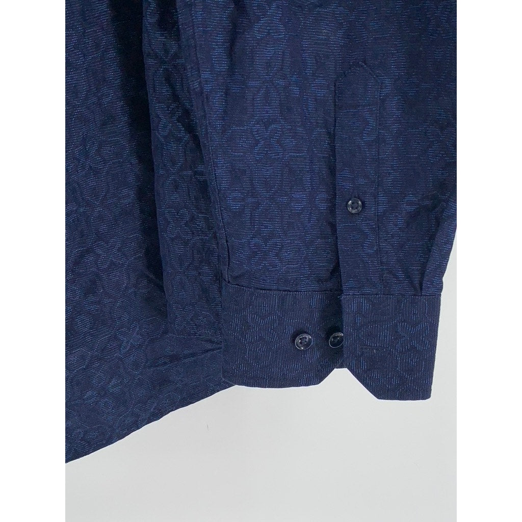 TASSO ELBA Men's Blue Printed Button-Up Long Sleeve Shirt SZ 2XL