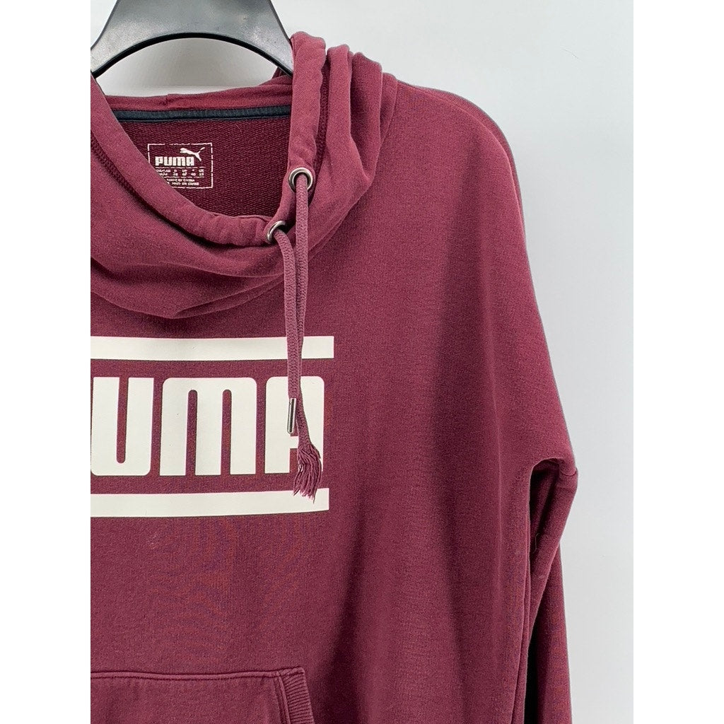 PUMA Women's Maroon Logo Pullover Hoodie SZ M