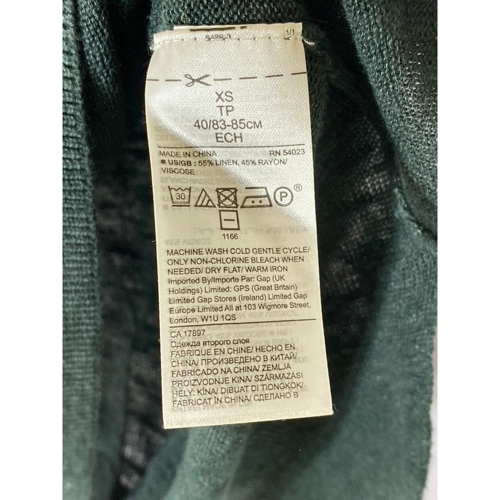 BANANA REPUBLIC Women's Forest Green V-Neck Linen Blend Pullover Sweater SZ XS
