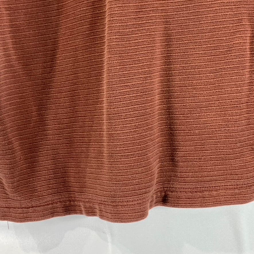 JOSEPH & FEISS Men's Burnt Orange Ribbed Short Sleeve Silk-Cotton Polo SZ L