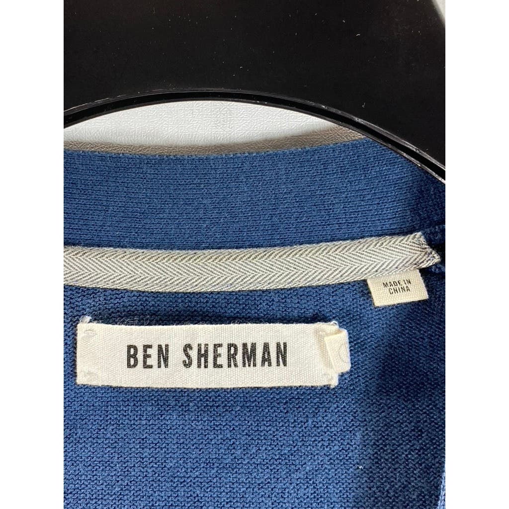BEN SHERMAN Men's Blue Button-Up V-Neck Long Sleeve Cardigan SZ S