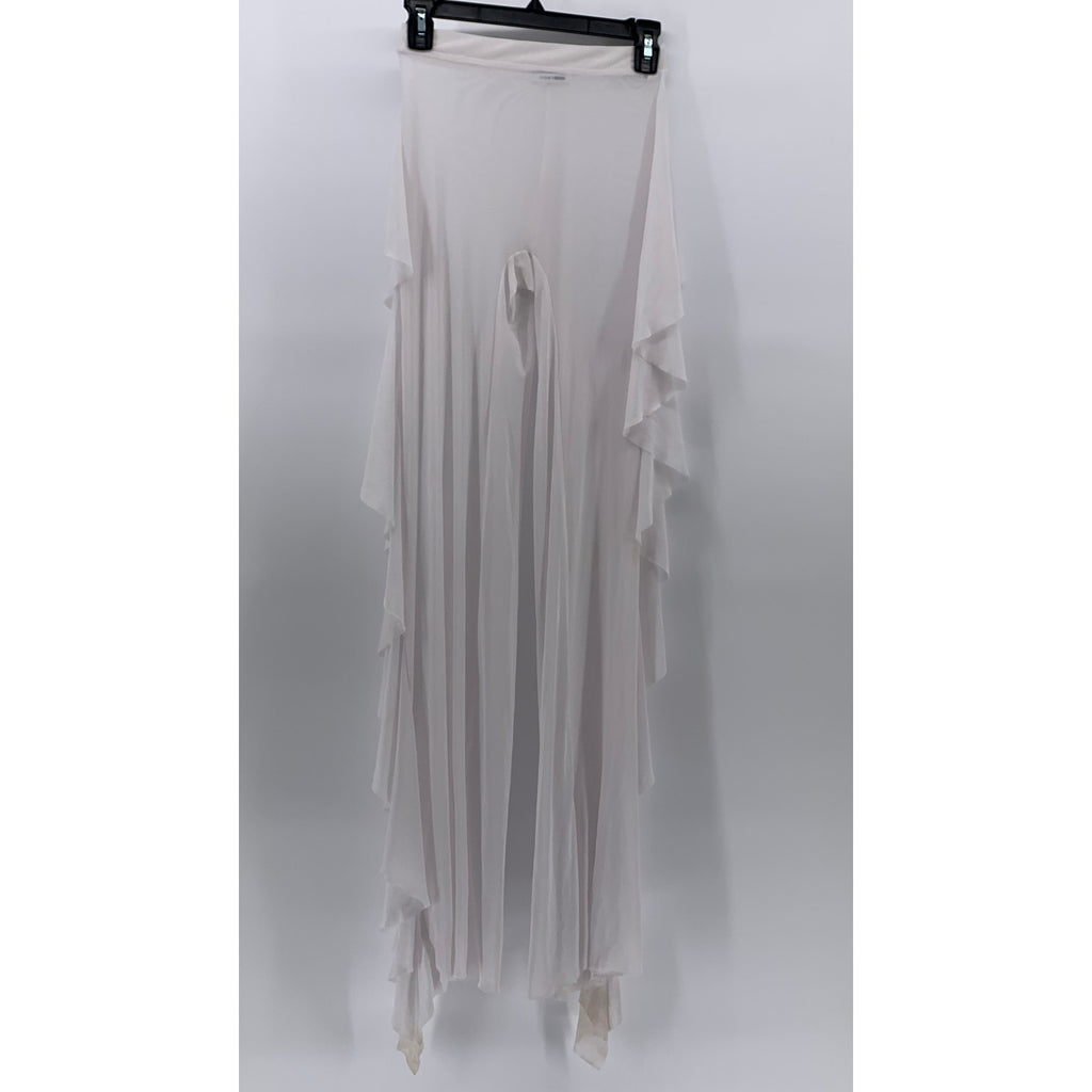 FASHION NOVA Women's White Sheer Sunshine See Through Fringe Cover-Up Pants SZ S