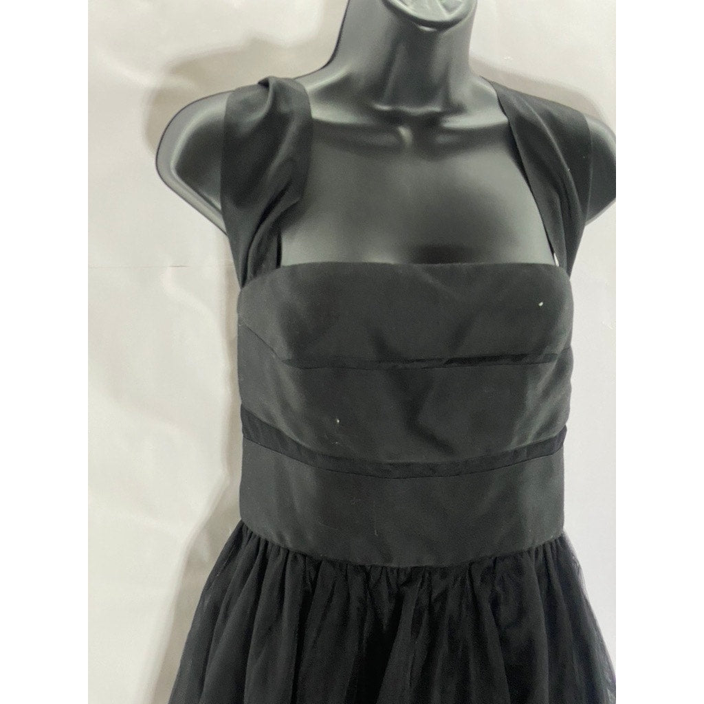 ROBERT RODRIGUEZ Women's Black Cross-Back Straps Mesh Skirt Mini Dress SZ 8